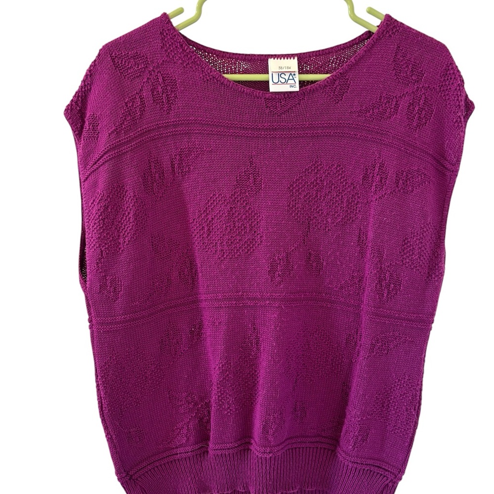 Sweaters USA inc. Plum purple Knit Cap Sleeve Sweater Top